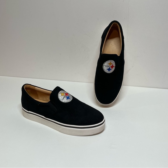 NFL BLACK AND WHITE STEELERS FLATS SIZE 8W - Picture 10 of 11